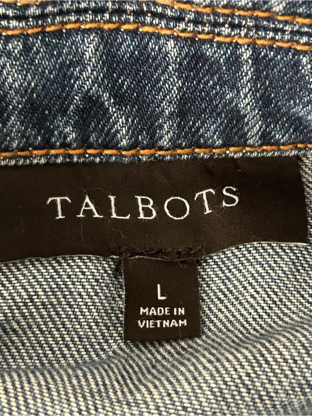 Talbots Short Sleeve Blue Jean Button Up Denim Jacket Women’s Size Large - Picture 6 of 9